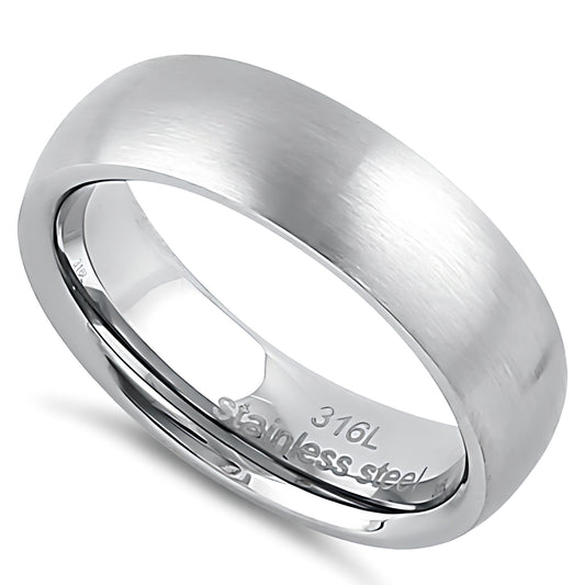 Stainless Steel Men's 6mm Satin Finish Wedding Band Ring, Comfort Fit, Gift for Him