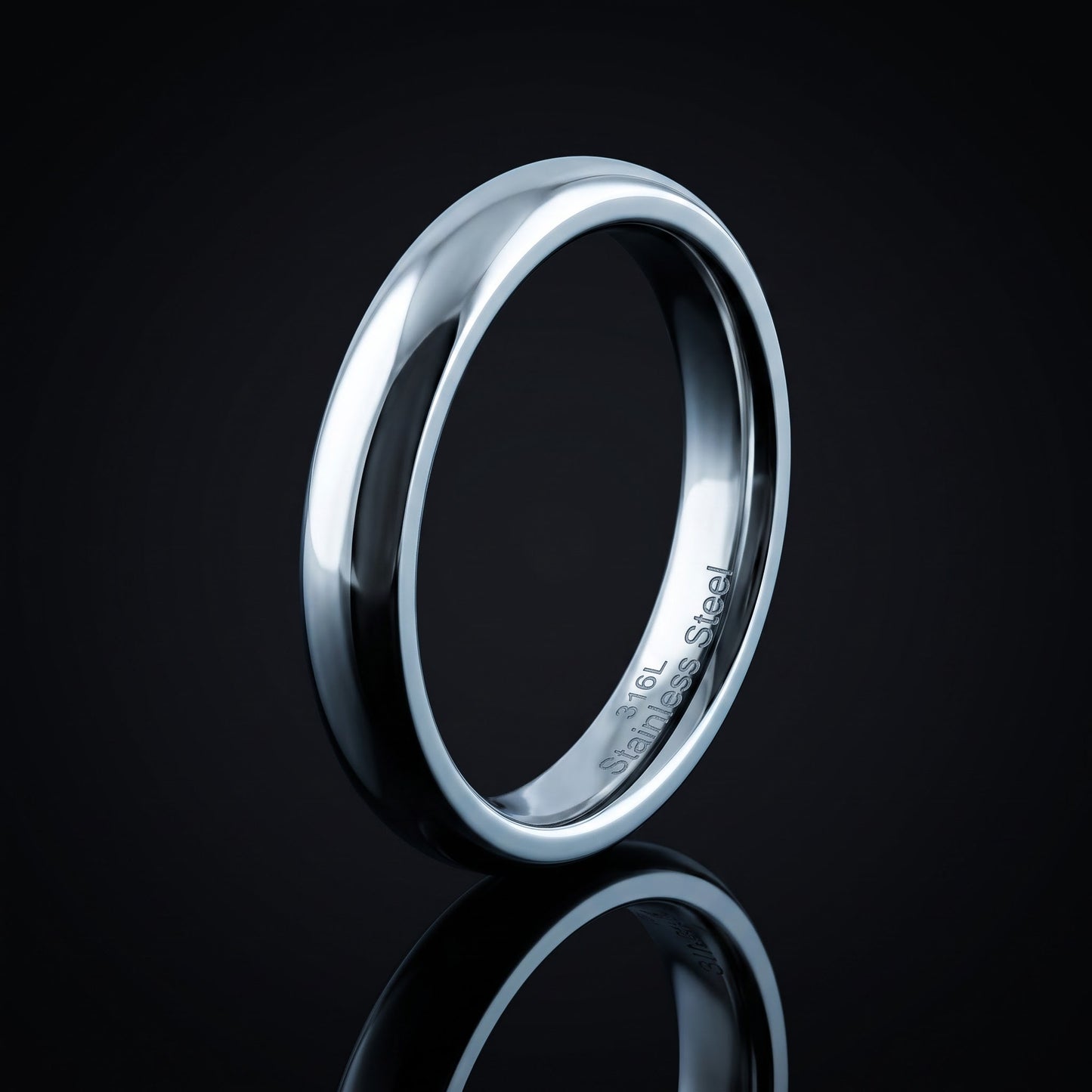 Stainless Steel Men's 3mm Polished Wedding Band Ring, Comfort Fit, Gift for Him view 3