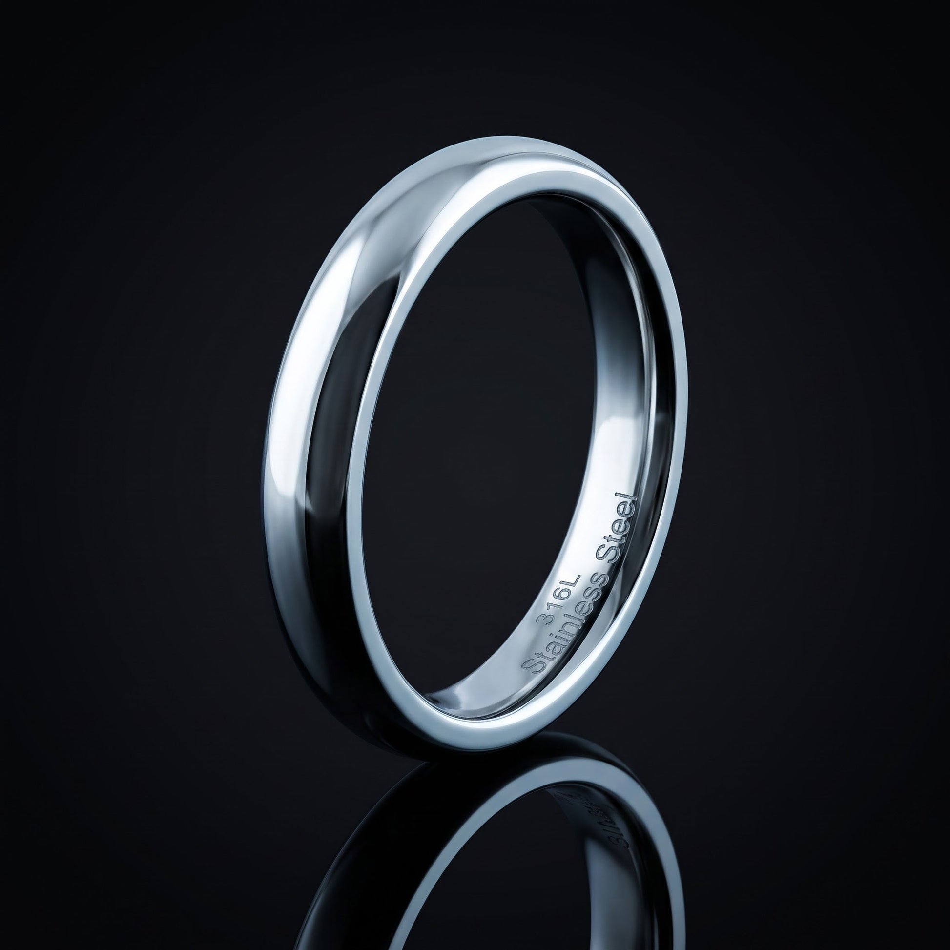 Stainless Steel Men's 3mm Polished Wedding Band Ring, Comfort Fit, Gift for Him view 3