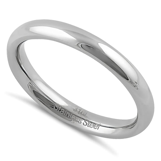 Stainless Steel Men's 3mm Polished Wedding Band Ring, Comfort Fit, Gift for Him