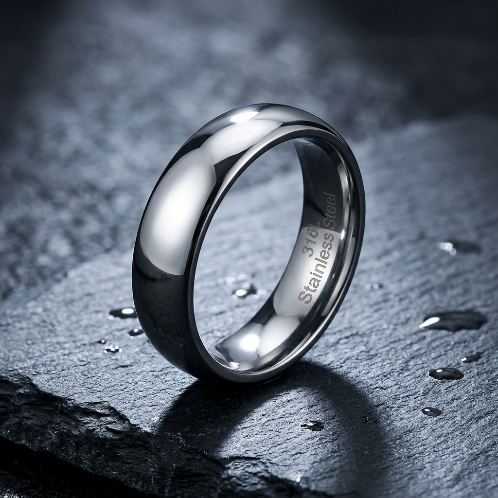 Stainless Steel 6mm High Polish Domed Comfort Fit Wedding Band for Men life1