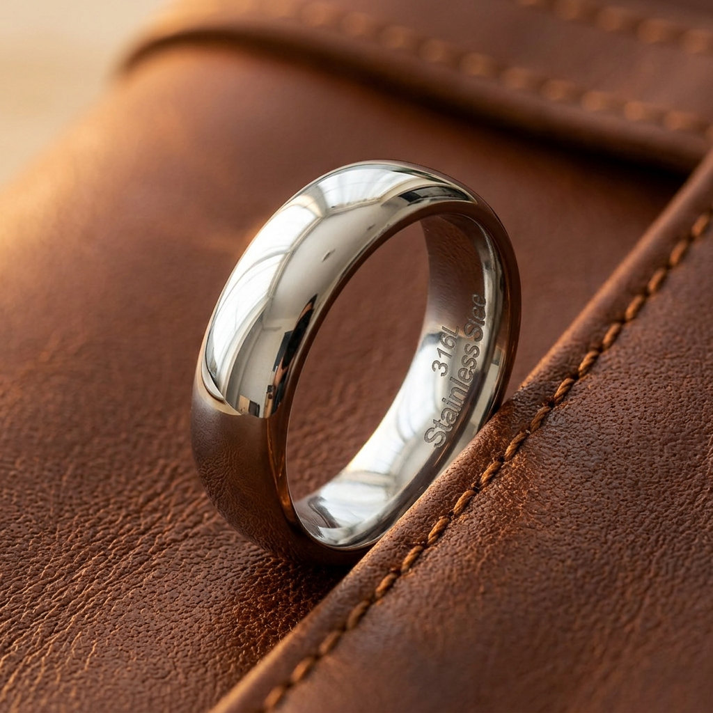Stainless Steel 6mm High Polish Domed Comfort Fit Wedding Band for Men life2