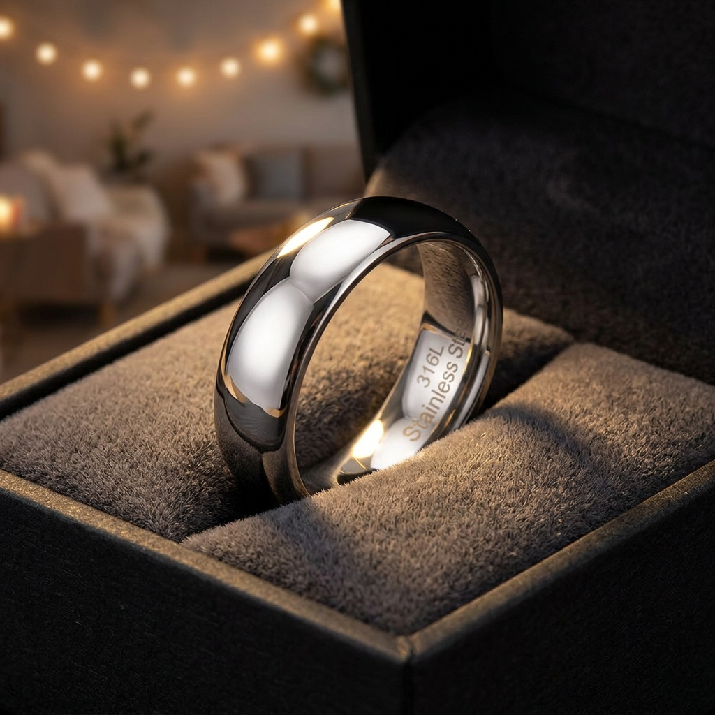 Stainless Steel 6mm High Polish Domed Comfort Fit Wedding Band for Men life3