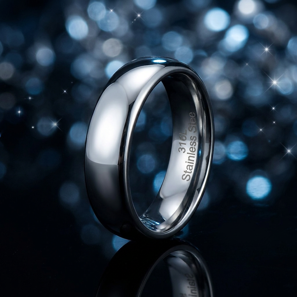 Stainless Steel 6mm High Polish Domed Comfort Fit Wedding Band for Men life4