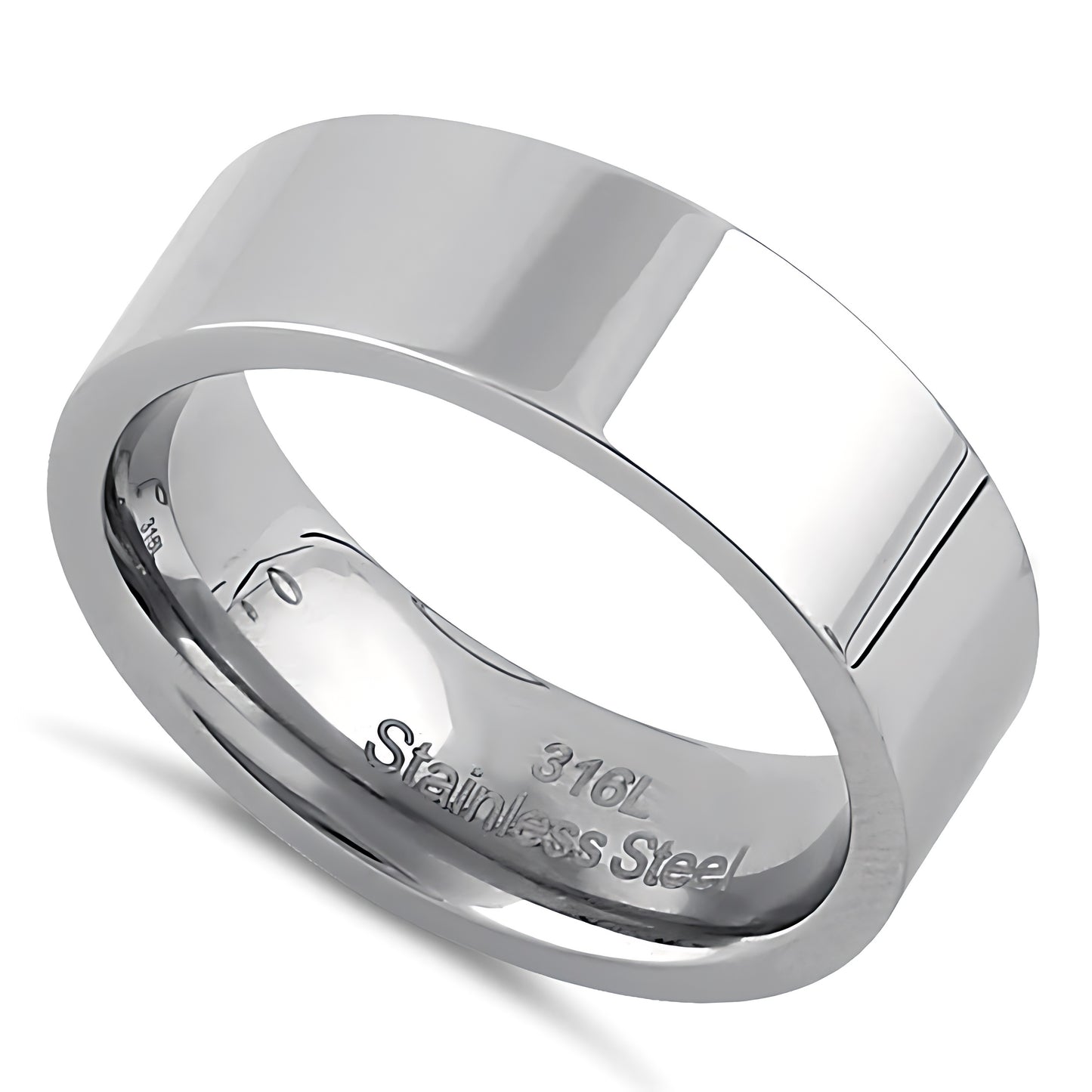Stainless Steel Men's 7mm Classic Wedding Band Ring, Comfort Fit, Gift for Him