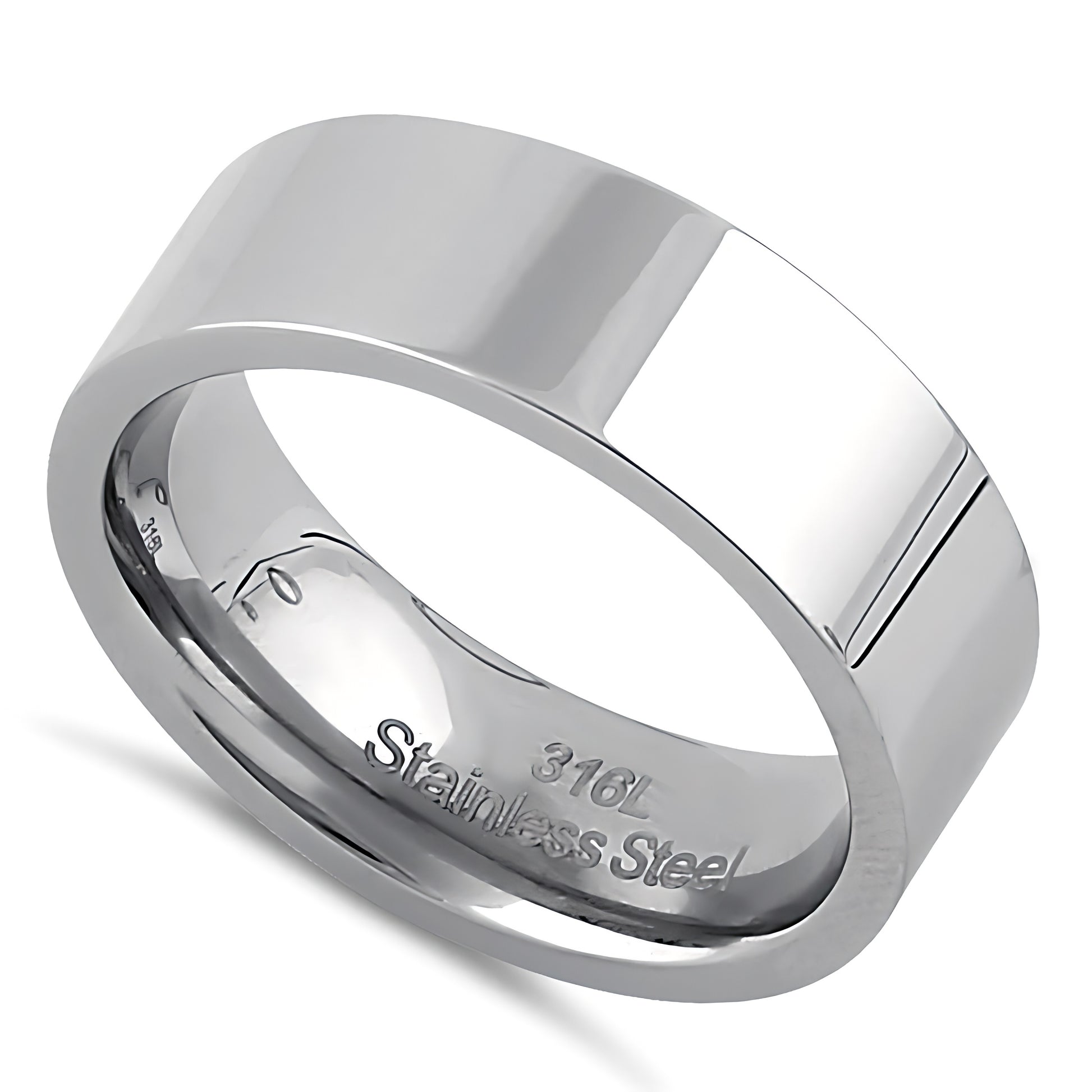 Stainless Steel Men's 7mm Classic Wedding Band Ring, Comfort Fit, Gift for Him