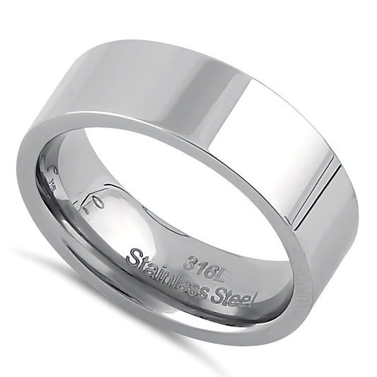 Stainless Steel Men's 7mm Classic Wedding Band Ring, Comfort Fit, Gift for Him