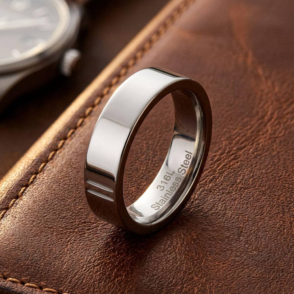 Stainless Steel 5mm High Polish Flat Comfort Fit Band Ring for Men and Women life2