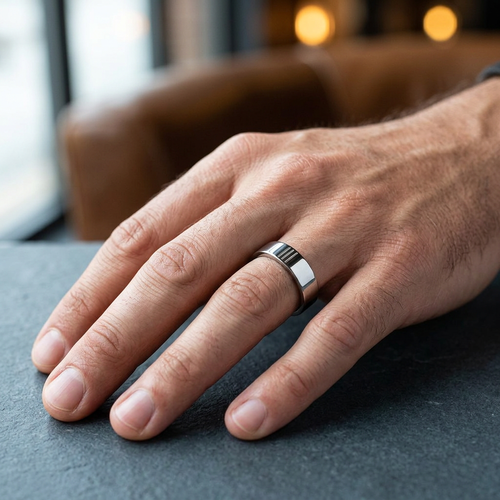 Stainless Steel 5mm High Polish Flat Comfort Fit Band Ring for Men and Women model