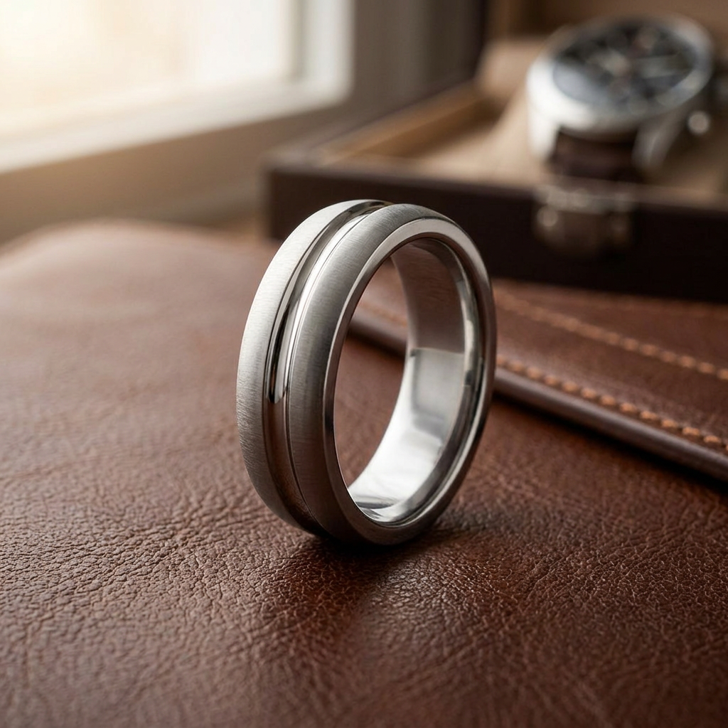 Stainless Steel 7mm Polished Domed Brushed Edge Comfort Fit Wedding Band for Men life2