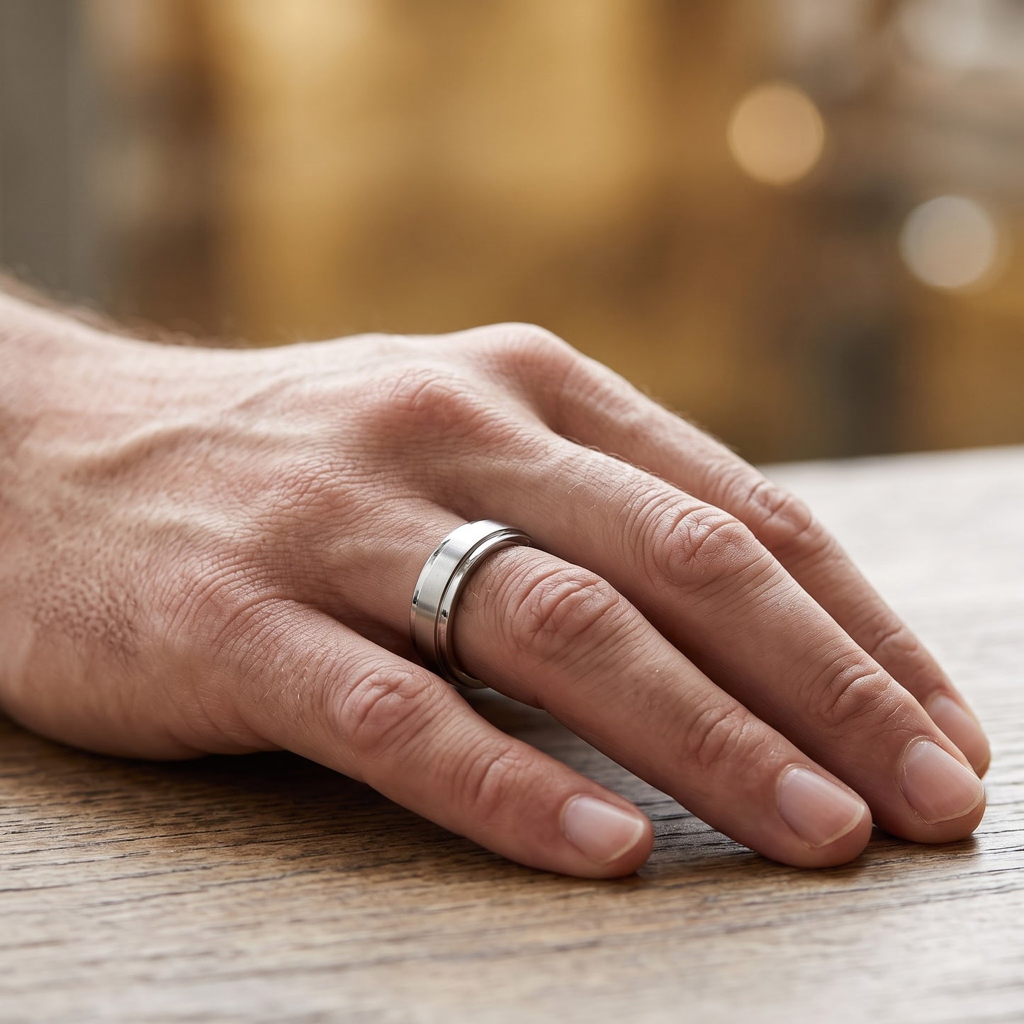 Stainless Steel Men's 5mm High and Brushed Polish Curved Wedding Band Ring, Comfort Fit, Gift for Him view 5