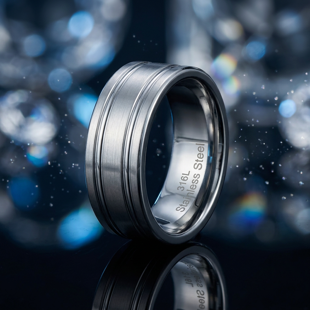 Stainless Steel 8mm Brushed Silver Double Groove Wedding Band Ring for Men life4