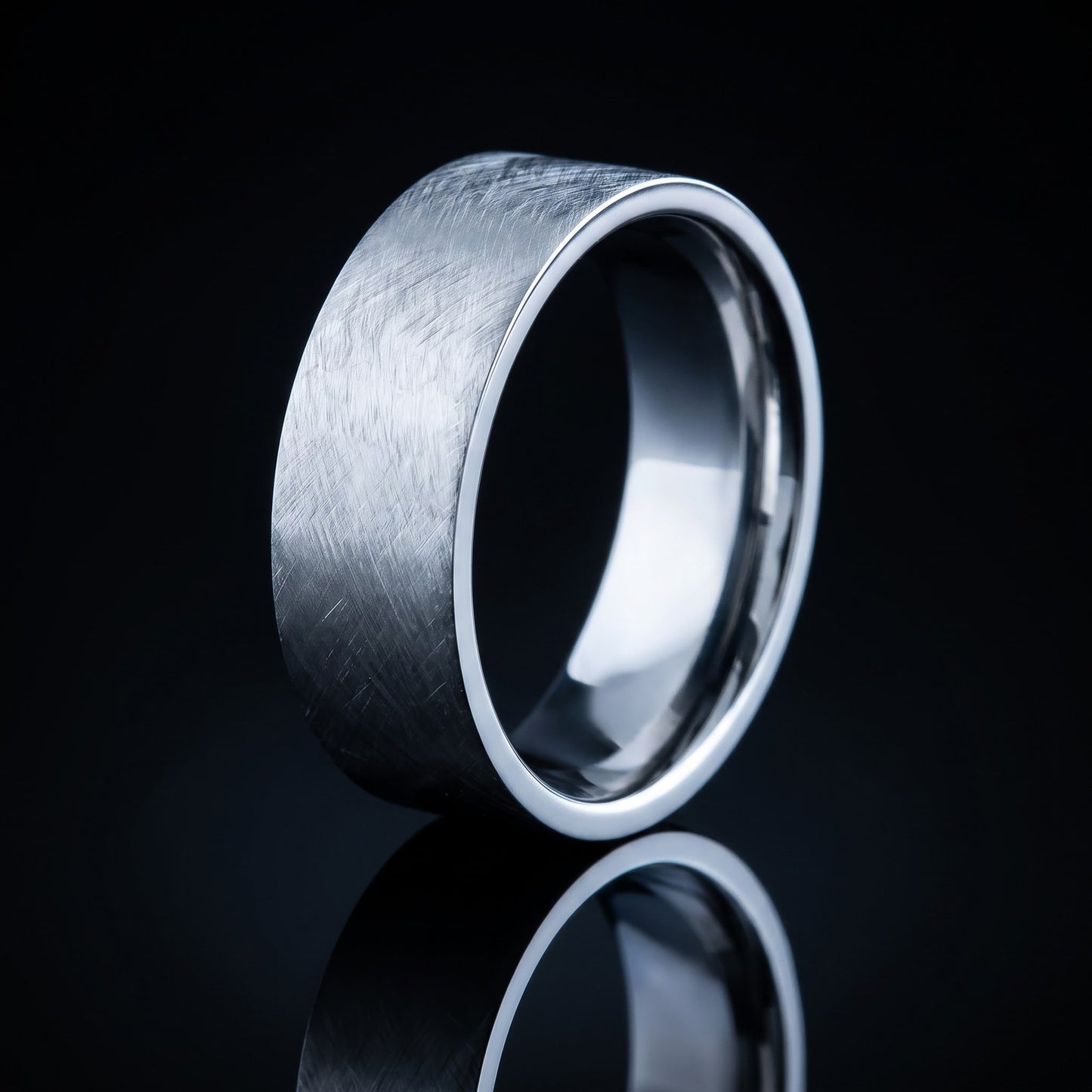 Stainless Steel Men's 8mm Mixed Brushed Wedding Band Ring, Comfort Fit, Gift for Him view 3