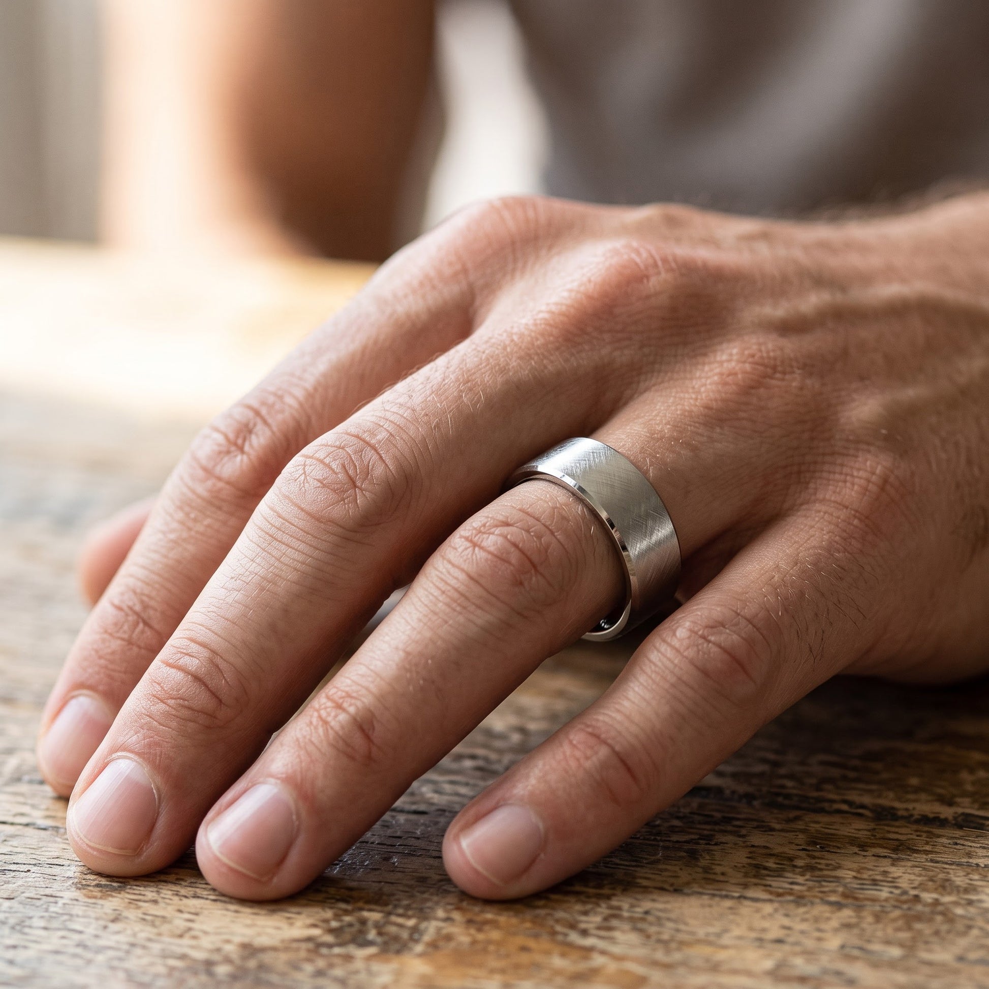 Stainless Steel Men's 8mm Mixed Brushed Wedding Band Ring, Comfort Fit, Gift for Him view 5