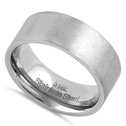 Stainless Steel Men's 8mm Mixed Brushed Wedding Band Ring, Comfort Fit, Gift for Him