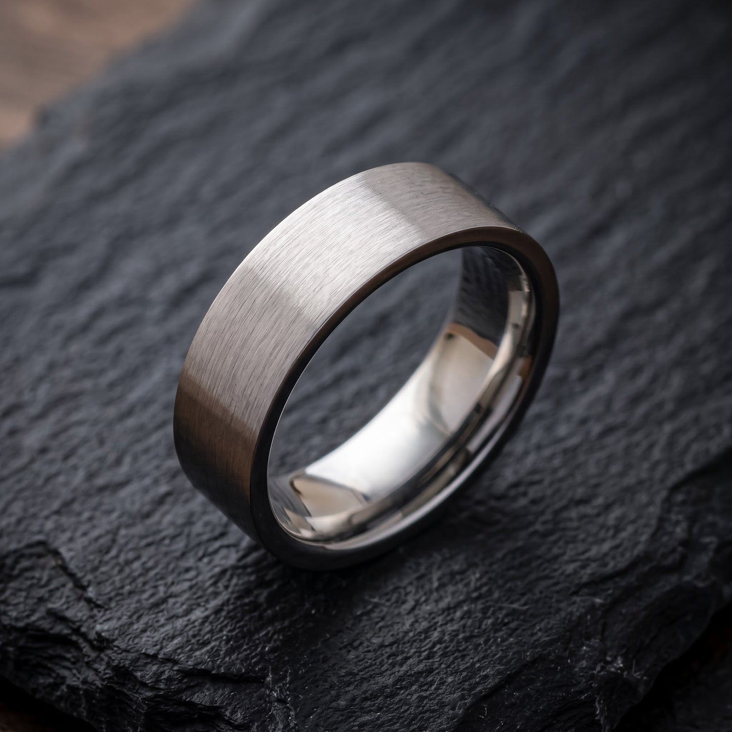 Stainless Steel Men's 7mm Brushed Wedding Band Ring, Comfort Fit, Gift for Him view 1