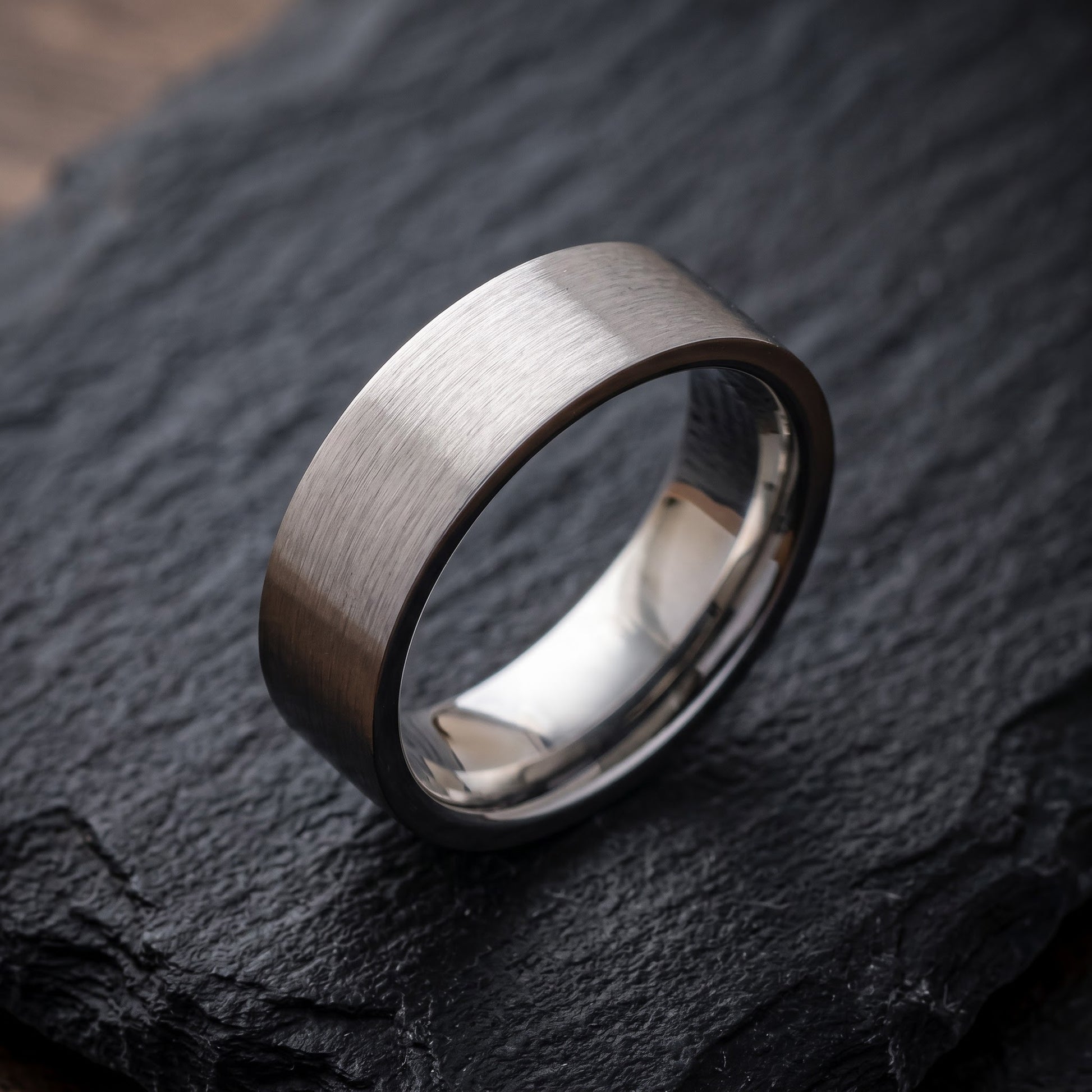 Stainless Steel Men's 7mm Brushed Wedding Band Ring, Comfort Fit, Gift for Him view 1