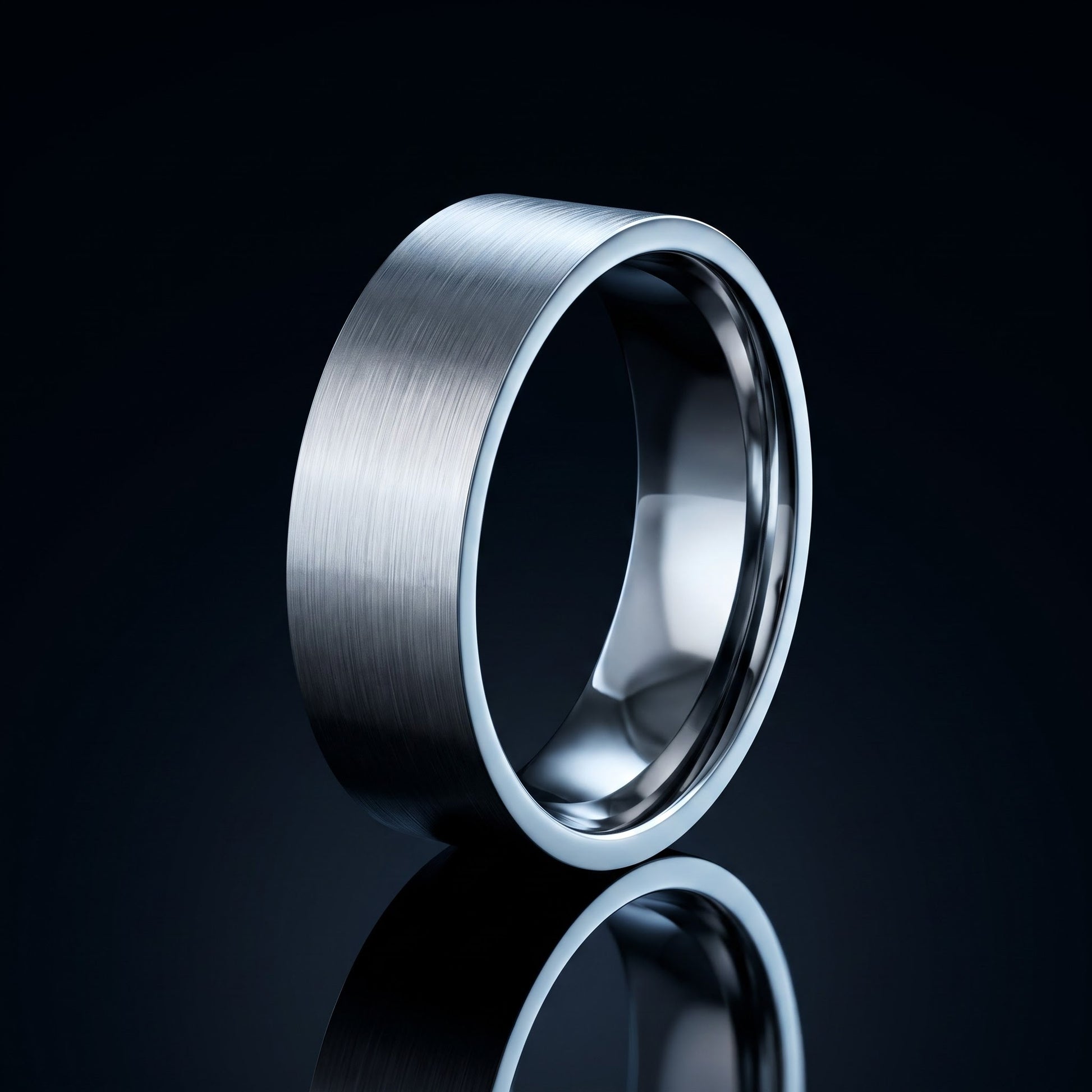 Stainless Steel Men's 7mm Brushed Wedding Band Ring, Comfort Fit, Gift for Him view 3