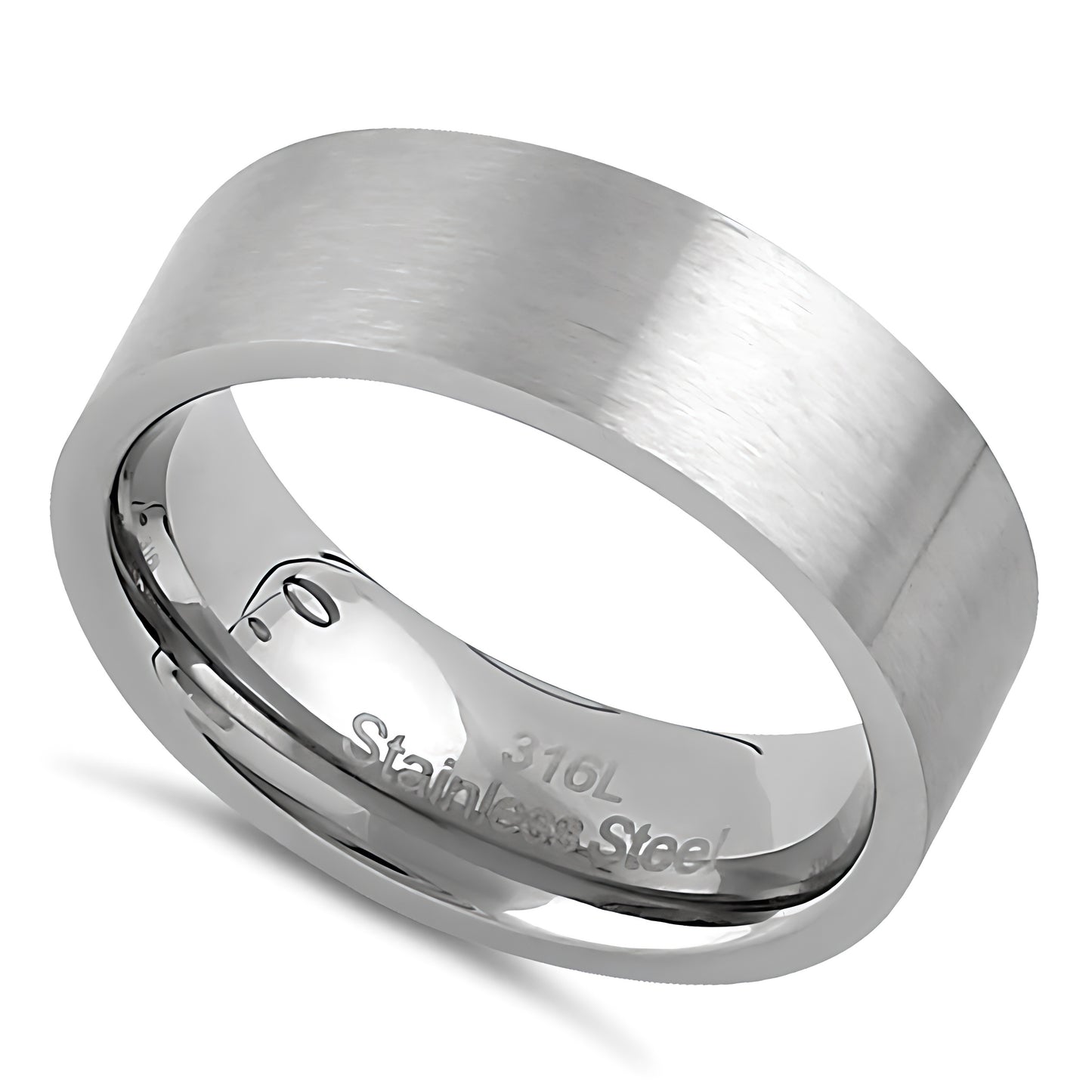 Stainless Steel Men's 7mm Brushed Wedding Band Ring, Comfort Fit, Gift for Him