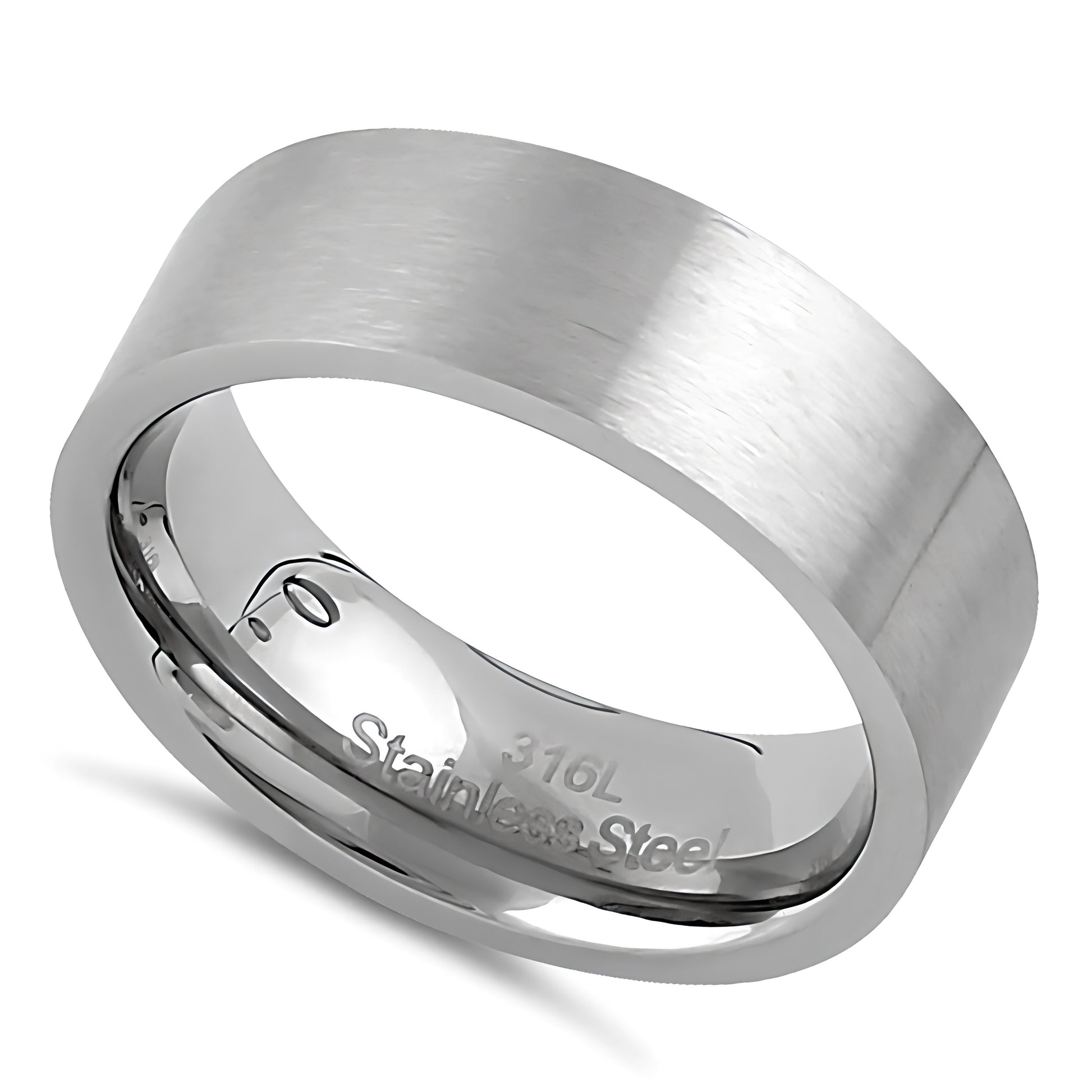 Stainless Steel Men's 7mm Brushed Wedding Band Ring, Comfort Fit, Gift for Him