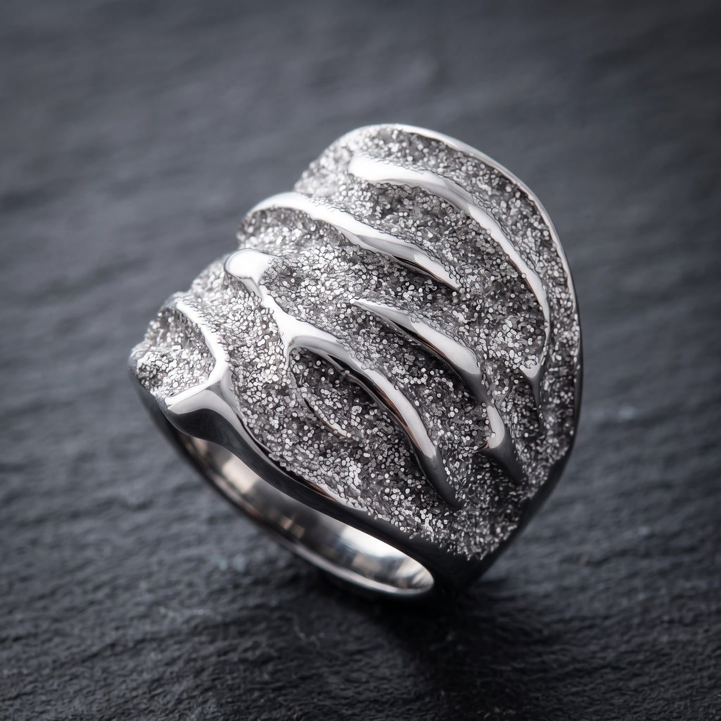 Stainless Steel Men's Stardust Accent Wedding Band Ring, Comfort Fit, Gift for Him view 1