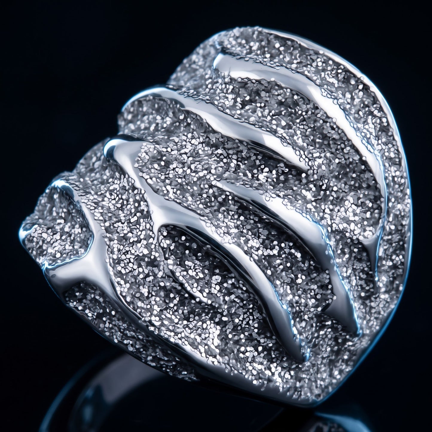 Stainless Steel Men's Stardust Accent Wedding Band Ring, Comfort Fit, Gift for Him view 3