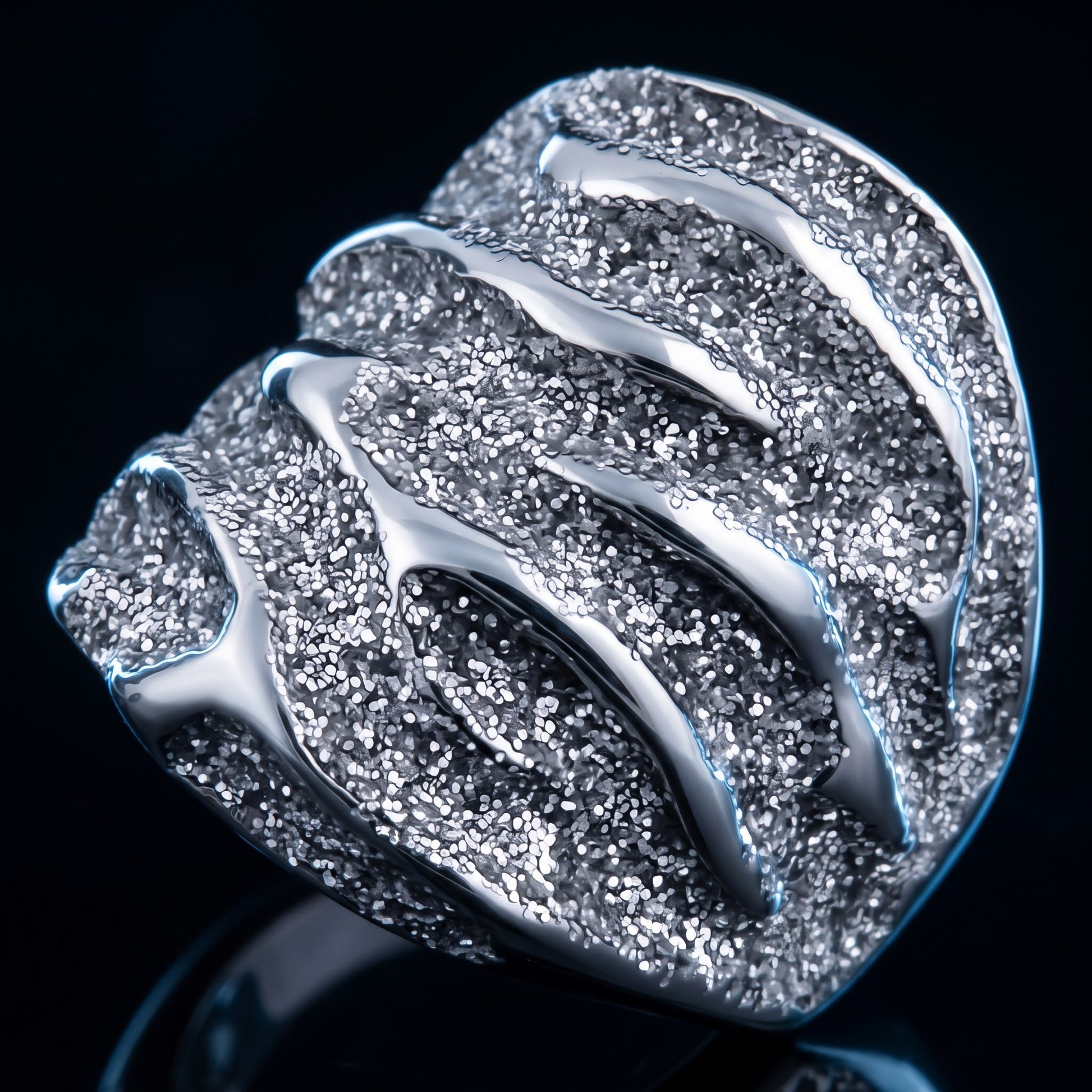 Stainless Steel Men's Stardust Accent Wedding Band Ring, Comfort Fit, Gift for Him view 3