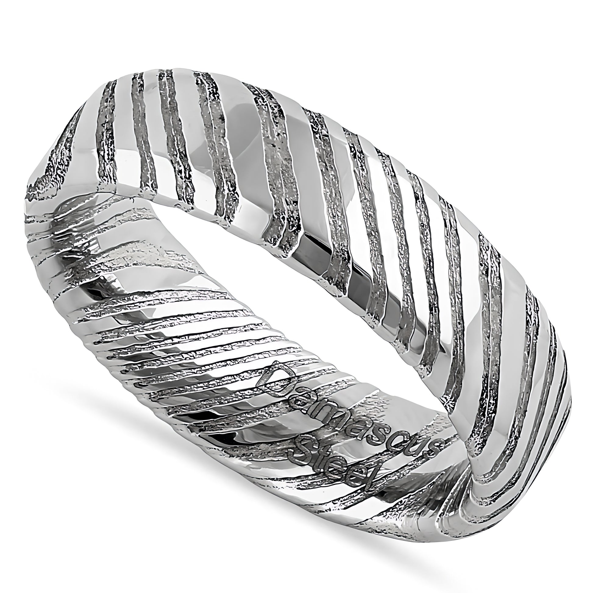 Stainless Steel Men's 6mm Stainless Damascus Steel Unique Pattern Wedding Band Ring, Comfort Fit, Gift for Him