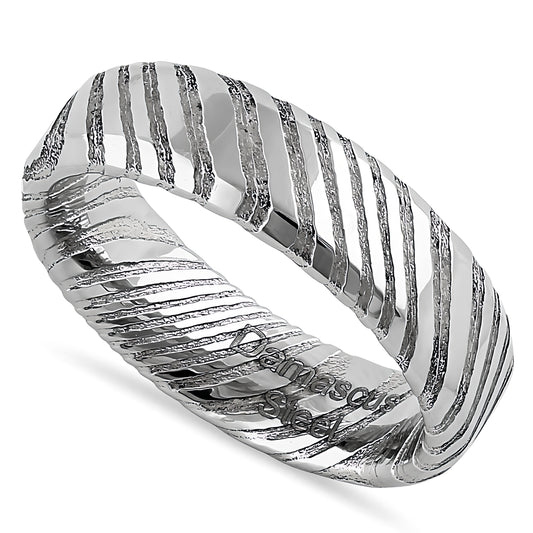Stainless Steel Men's 6mm Stainless Damascus Steel Unique Pattern Wedding Band Ring, Comfort Fit, Gift for Him