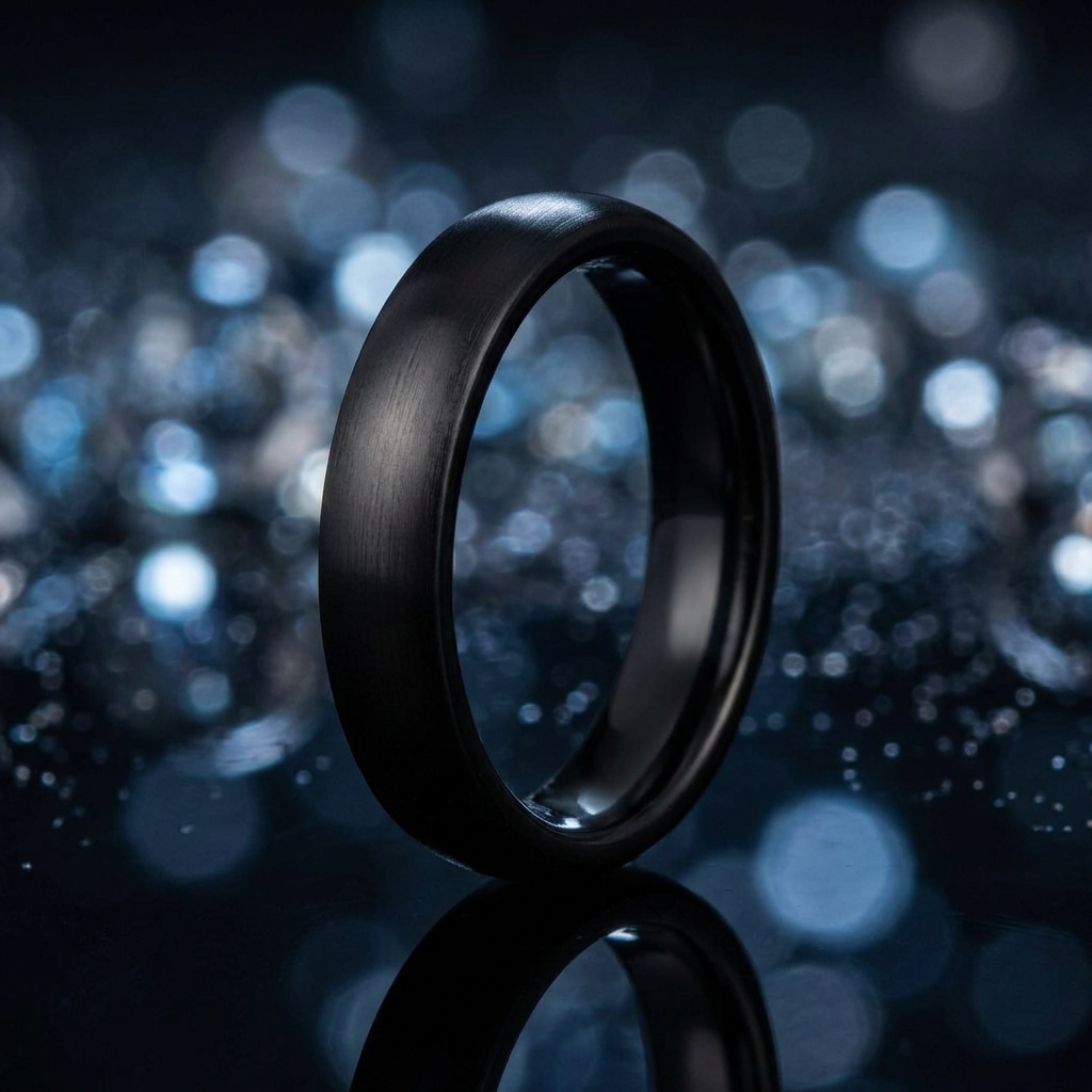 Stainless Steel 4mm Black Satin Comfort Fit Band Ring for Men and Women life4