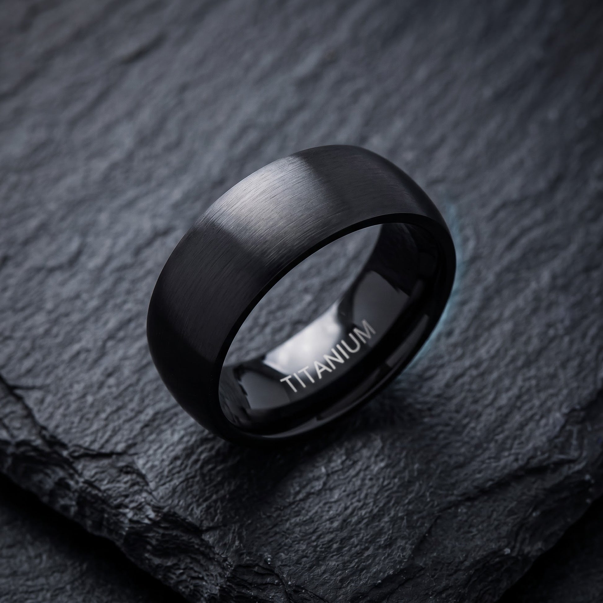 Titanium Men's 8mm Black Brushed Wedding Band Ring, Comfort Fit, Gift for Him view 1