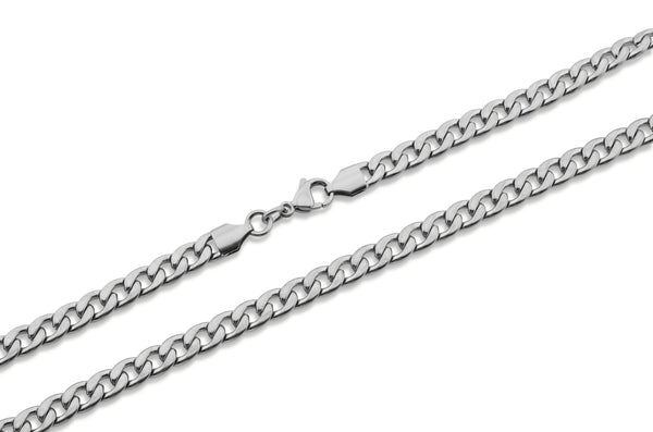 Stainless Steel Unisex Thick Cuban Curb Chain Necklace - 6.5mm Width (Available Lengths 16" - 30")
