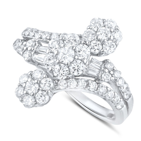 Sterling Silver Daisy Flower Cz Ring (Size 4-11)