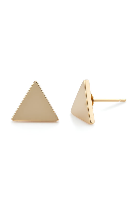 Yellow Gold Plated Sterling Silver Dainty Womens Pyramid Delta Triangle Stud Earrings - Delta Earrings for Women Teens Sisters