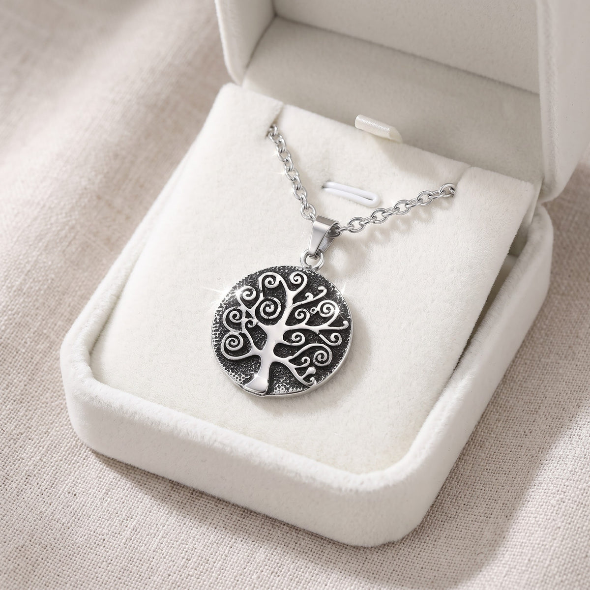 Hypoallergenic Stainless Steel Women's Large Mystic Celtic Tree of Life Necklace - 30 Inch in a white gift box, ready to give
