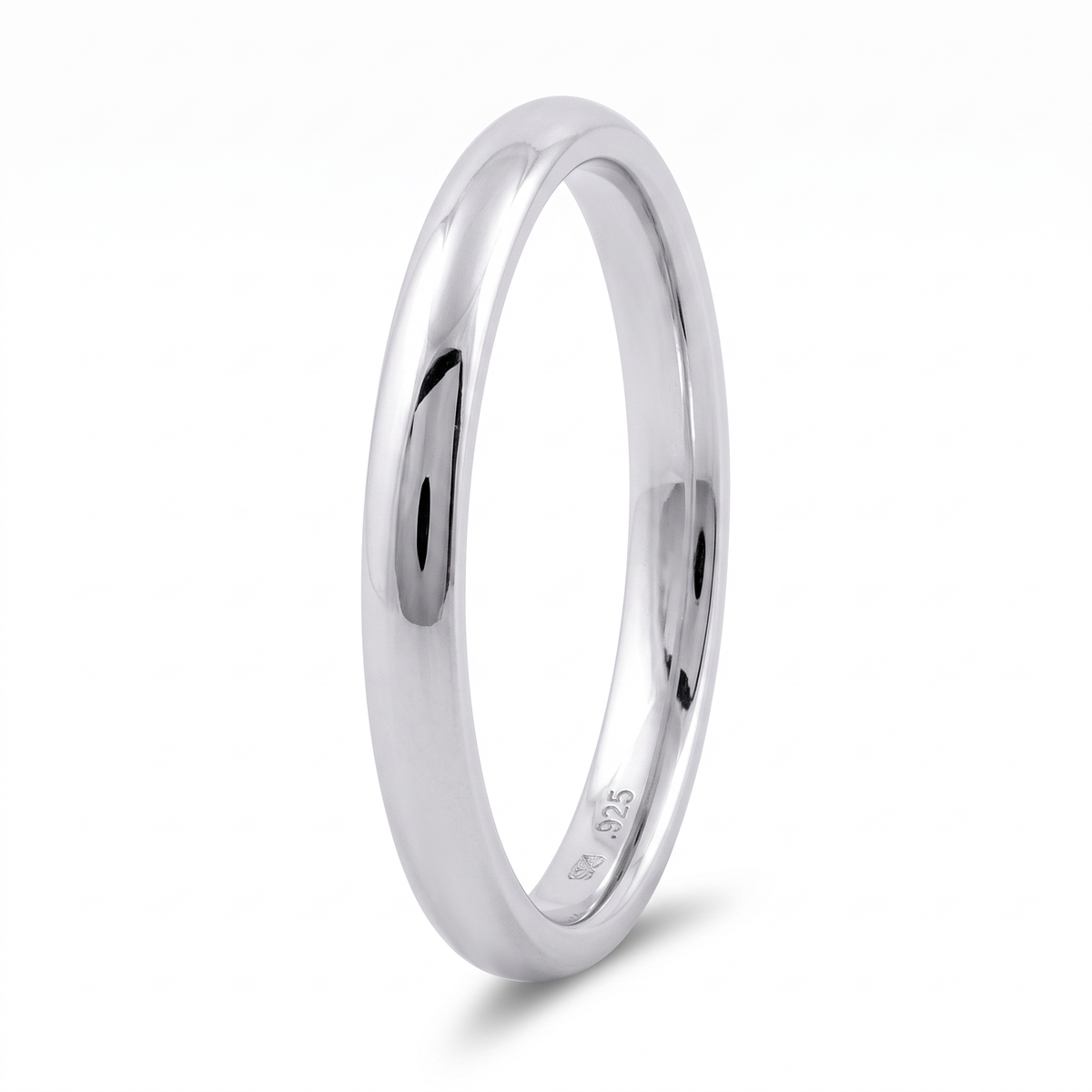 Sterling Silver 2mm Classic Dome Wedding Band Ring, Unisex