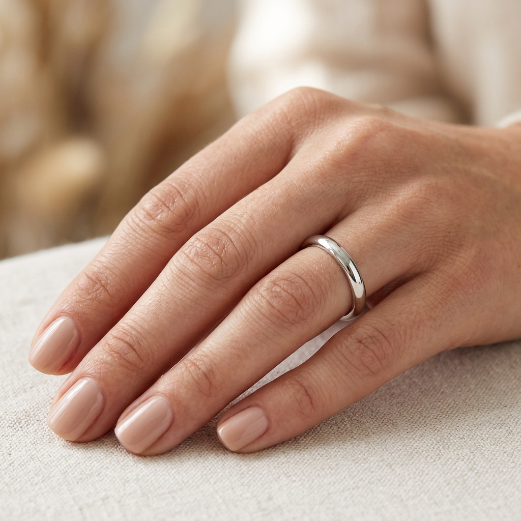 Sterling Silver 2mm Classic Dome Wedding Band Ring, Unisex model