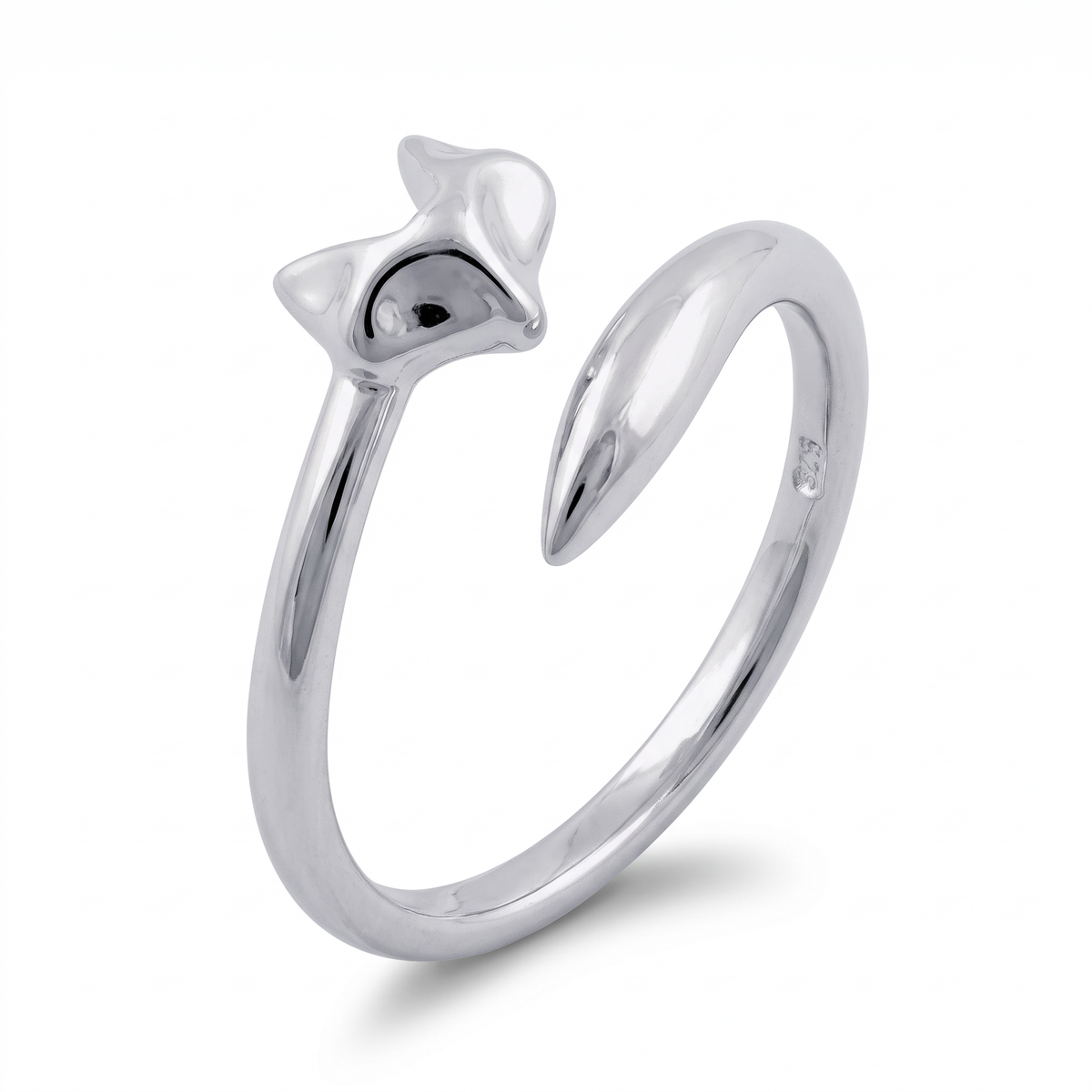 Sterling Silver Fox Adjustable Wrap Ring for Women