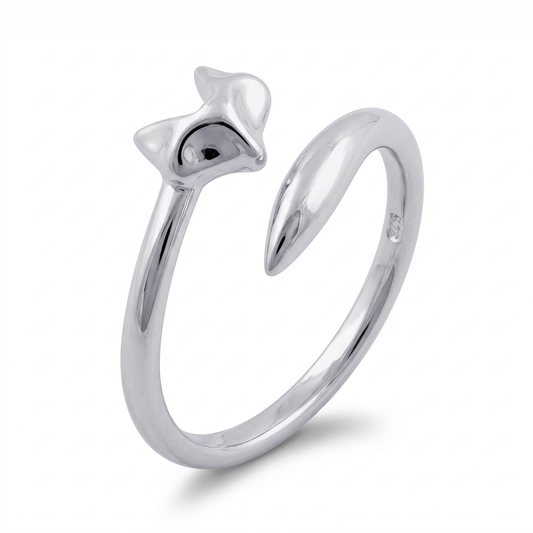 Sterling Silver Fox Adjustable Wrap Ring for Women