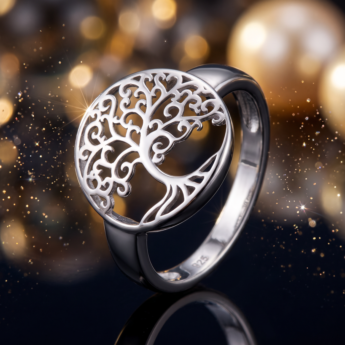 Sterling Silver Tree of Life Filigree Circle Ring for Women life4