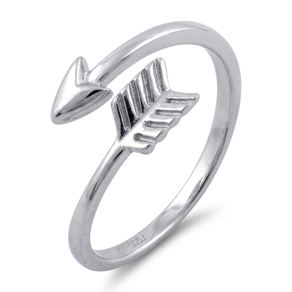 Sterling Silver 1.6mm Bypass Arrow Stacking Ring for Women