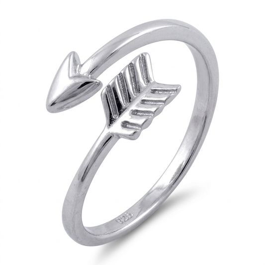 Sterling Silver 1.6mm Bypass Arrow Stacking Ring for Women