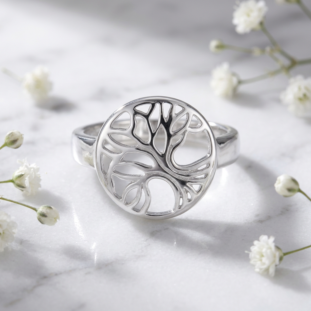 Sterling Silver Tree of Life Circle Ring for Women life1