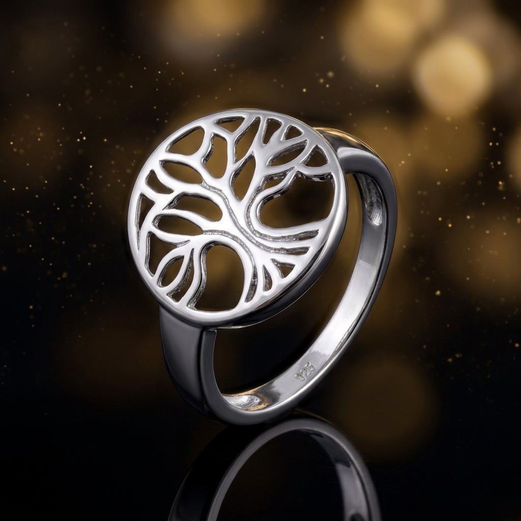 Sterling Silver Tree of Life Circle Ring for Women life4
