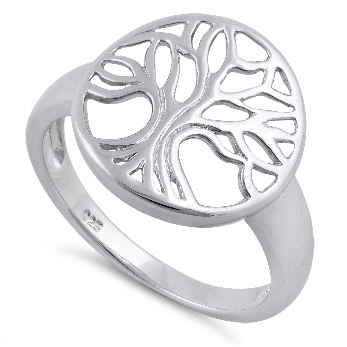 Sterling Silver Tree of Life Circle Ring for Women