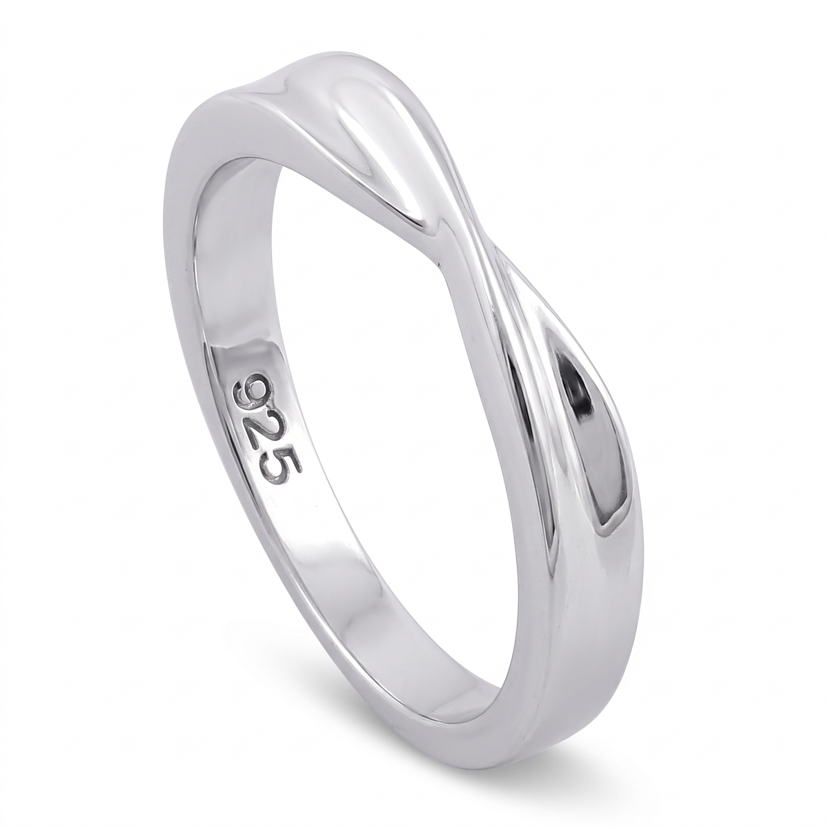 Sterling Silver Twisted Crossover Stacking Ring for Women