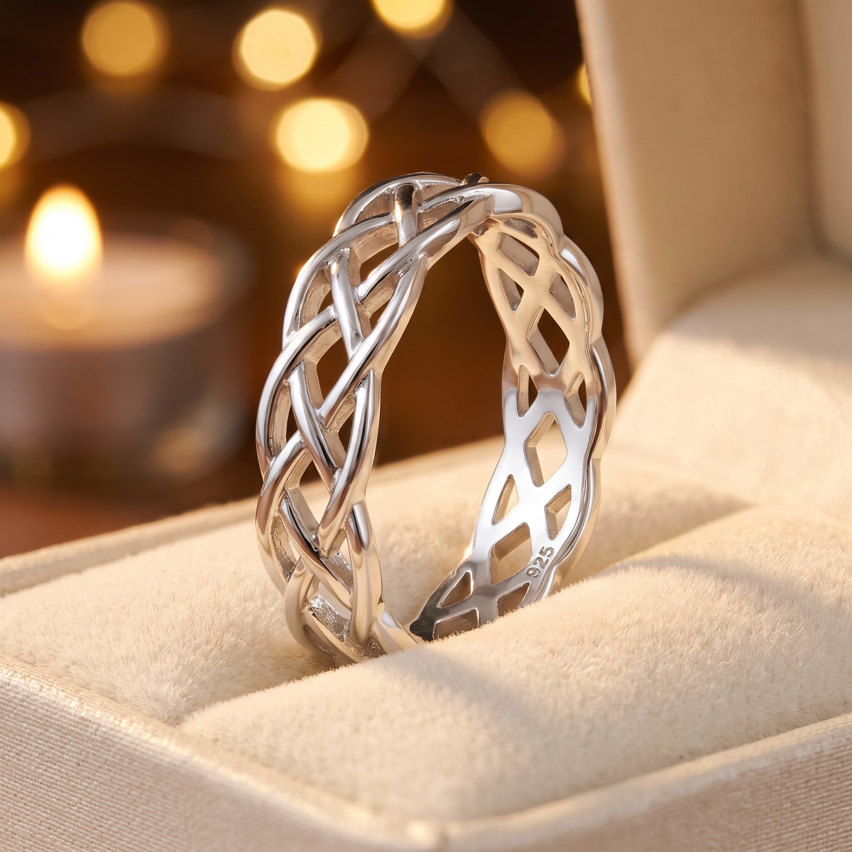 Sterling Silver 4.5mm Celtic Braided Weave Eternity Band Ring, Unisex life3