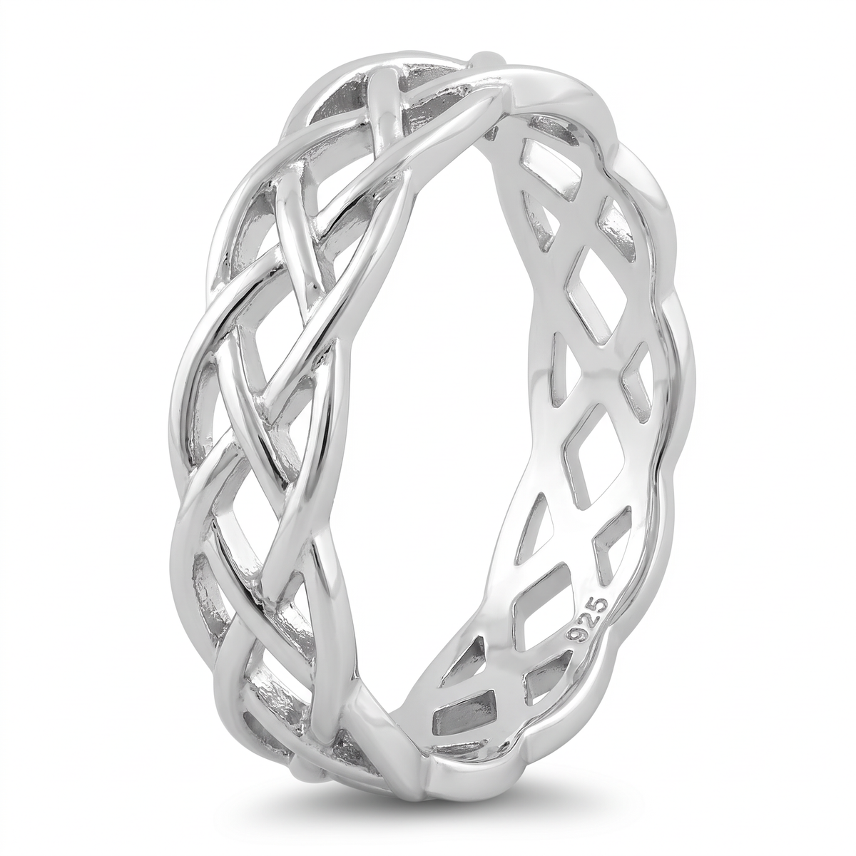 Sterling Silver 4.5mm Celtic Braided Weave Eternity Band Ring, Unisex