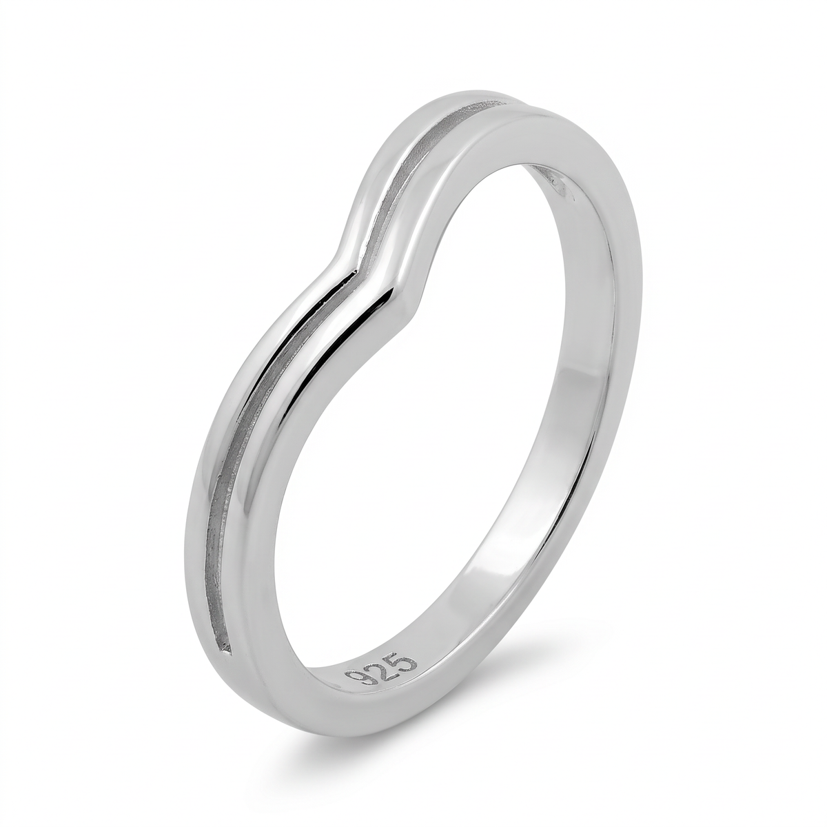 Sterling Silver Double Row Chevron Ring for Women