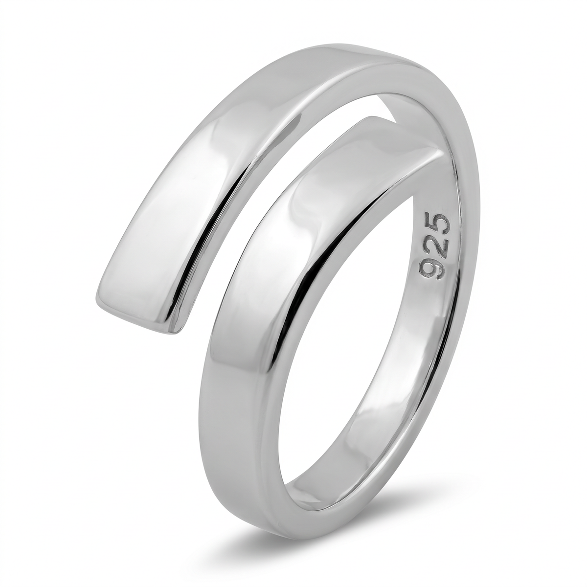 Sterling Silver 3.6mm Bold Bypass Wrap Statement Ring for Women